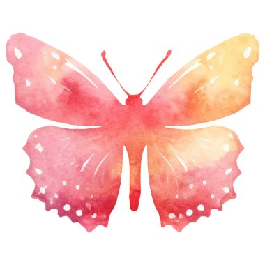 Vektör suluboya kelebek. El çizimi tasarım ögeleri beyaz arkaplanda izole edildi.