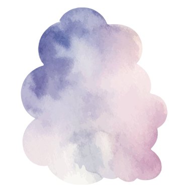 Vektör suluboya bulut. El çizimi tasarım ögeleri beyaz arkaplanda izole edildi.