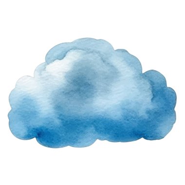 Vektör suluboya bulut. El çizimi tasarım ögeleri beyaz arkaplanda izole edildi.