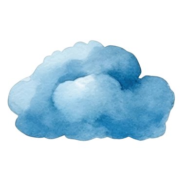 Vektör suluboya bulut. El çizimi tasarım ögeleri beyaz arkaplanda izole edildi.