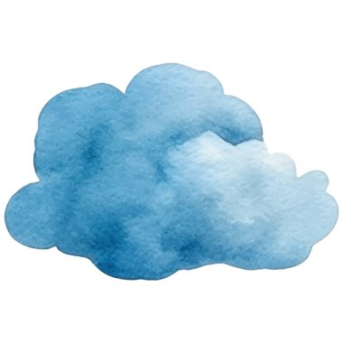 Vektör suluboya bulut. El çizimi tasarım ögeleri beyaz arkaplanda izole edildi.