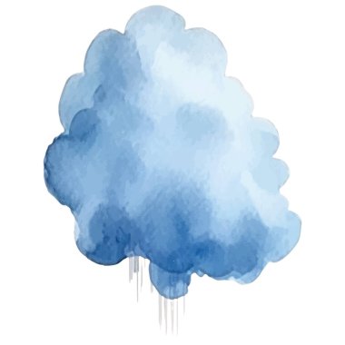 Vektör suluboya bulut. El çizimi tasarım ögeleri beyaz arkaplanda izole edildi.