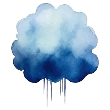 Vektör suluboya bulut. El çizimi tasarım ögeleri beyaz arkaplanda izole edildi.