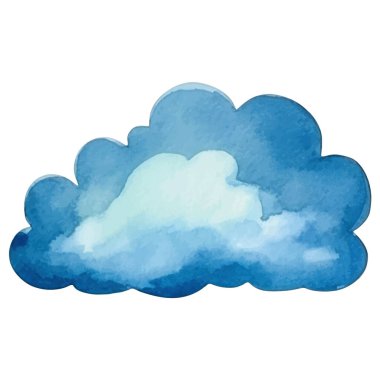 Vektör suluboya bulut. El çizimi tasarım ögeleri beyaz arkaplanda izole edildi.