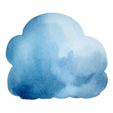 Vektör suluboya bulut. El çizimi tasarım ögeleri beyaz arkaplanda izole edildi.