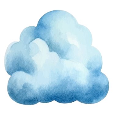 Vektör suluboya bulut. El çizimi tasarım ögeleri beyaz arkaplanda izole edildi.