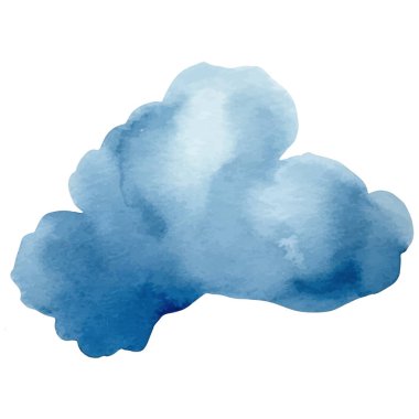 Vektör suluboya bulut. El çizimi tasarım ögeleri beyaz arkaplanda izole edildi.