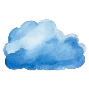 Vektör suluboya bulut. El çizimi tasarım ögeleri beyaz arkaplanda izole edildi.