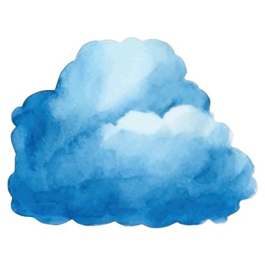 Vektör suluboya bulut. El çizimi tasarım ögeleri beyaz arkaplanda izole edildi.