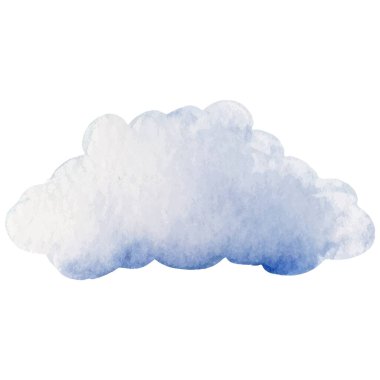 Vektör suluboya bulut. El çizimi tasarım ögeleri beyaz arkaplanda izole edildi.