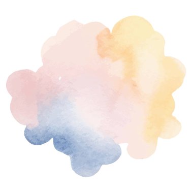 Vektör suluboya bulut. El çizimi tasarım ögeleri beyaz arkaplanda izole edildi.