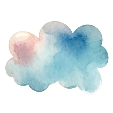 Vektör suluboya bulut. El çizimi tasarım ögeleri beyaz arkaplanda izole edildi.