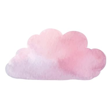 Vektör suluboya bulut. El çizimi tasarım ögeleri beyaz arkaplanda izole edildi.