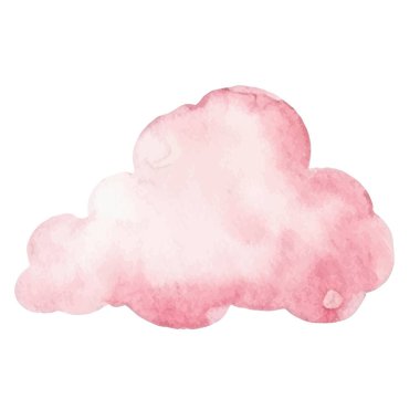 Vektör suluboya bulut. El çizimi tasarım ögeleri beyaz arkaplanda izole edildi.