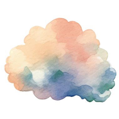Vektör suluboya bulut. El çizimi tasarım ögeleri beyaz arkaplanda izole edildi.
