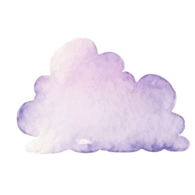 Vektör suluboya bulut. El çizimi tasarım ögeleri beyaz arkaplanda izole edildi.