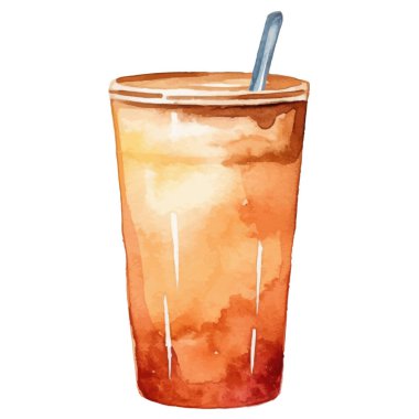 Suluboya kahve fincanı. El çizimi tasarım ögesi beyaz arkaplanda izole edildi.