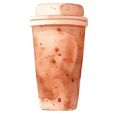 Suluboya kahve fincanı. El çizimi tasarım ögesi beyaz arkaplanda izole edildi.