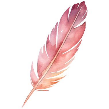 Vektör suluboya boyalı kuş tüyü. El çizimi tasarım ögesi beyaz arkaplanda izole edildi.