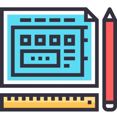 Planlı tasarım konseptinin modern düz çizgi vektör illüstrasyon simgesi. Mobil ve web grafikleri için simge. Taslak sembol, logo yaratıcı konsept. Basit ve temiz doğrusal pictogram