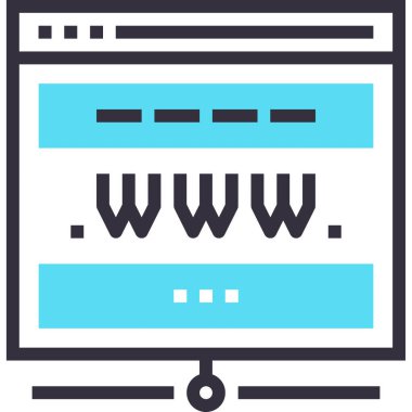 Alan adı tasarımı kavramının modern düz çizgi vektör çizim simgesi. Mobil ve web grafikleri için simge. Taslak sembol, logo yaratıcı konsept. Basit ve temiz doğrusal pictogram