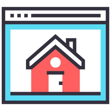 Ana sayfa tasarım konseptinin modern düz çizgi vektör illüstrasyon simgesi. Mobil ve web grafikleri için simge. Taslak sembol, logo yaratıcı konsept. Basit ve temiz doğrusal pictogram