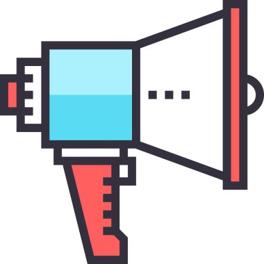 Promosyon tasarımı konseptinin modern düz çizgi vektör illüstrasyon simgesi. Mobil ve web grafikleri için simge. Taslak sembol, logo yaratıcı konsept. Basit ve temiz doğrusal pictogram