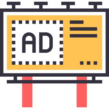 Reklam panosu tasarım konseptinin modern düz çizgi vektör illüstrasyon simgesi. Mobil ve web grafikleri için simge. Taslak sembol, logo yaratıcı konsept. Basit ve temiz doğrusal pictogram
