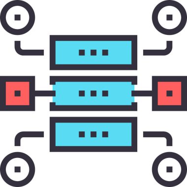 Veri yapı tasarımı kavramının modern düz çizgi vektör illüstrasyon simgesi. Mobil ve web grafikleri için simge. Taslak sembol, logo yaratıcı konsept. Basit ve temiz doğrusal pictogram