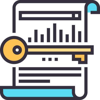 Etkili anahtar kelime dizayn konseptinin modern düz çizgi vektör çizim simgesi. Mobil ve web grafikleri için simge. Taslak sembol, logo yaratıcı konsept. Basit ve temiz doğrusal pictogram