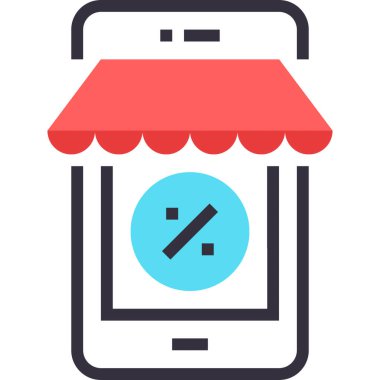 Mobil pazarlama tasarım konseptinin modern düz çizgi vektör illüstrasyon simgesi. Mobil ve web grafikleri için simge. Taslak sembol, logo yaratıcı konsept. Basit ve temiz doğrusal pictogram