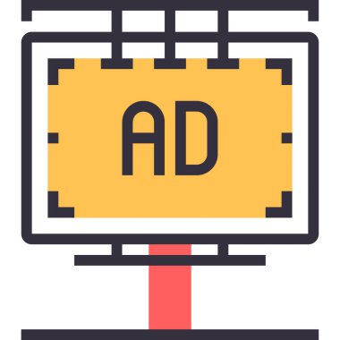 Reklam kampanyası tasarım konseptinin modern düz çizgi vektör çizimi ikonu. Mobil ve web grafikleri için simge. Taslak sembol, logo yaratıcı konsept. Basit ve temiz doğrusal pictogram