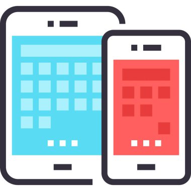 Mobil cihazlar tasarım kavramının modern düz çizgi vektör illüstrasyon simgesi. Mobil ve web grafikleri için simge. Taslak sembol, logo yaratıcı konsept. Basit ve temiz doğrusal pictogram