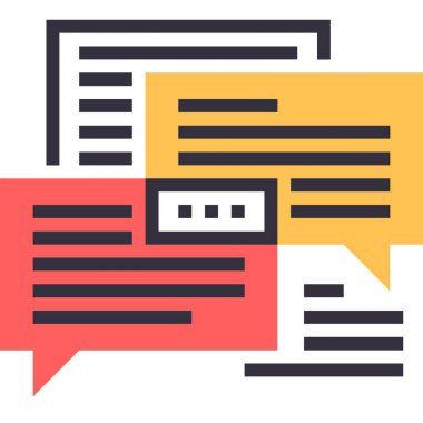 Sohbet tasarımı kavramının modern düz çizgi vektör illüstrasyon simgesi. Mobil ve web grafikleri için simge. Taslak sembol, logo yaratıcı konsept. Basit ve temiz doğrusal pictogram