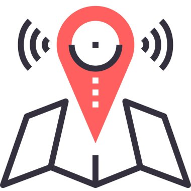 GPS navigasyon tasarım konseptinin modern düz çizgi vektör illüstrasyon simgesi. Mobil ve web grafikleri için simge. Taslak sembol, logo yaratıcı konsept. Basit ve temiz doğrusal pictogram