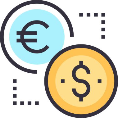 Döviz kurları tasarım kavramının modern düz çizgi vektör resimleme simgesi. Mobil ve web grafikleri için simge. Taslak sembol, logo yaratıcı konsept. Basit ve temiz doğrusal pictogram