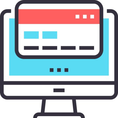 İnternet bankacılığı tasarım konseptinin modern düz çizgi vektör illüstrasyon simgesi. Mobil ve web grafikleri için simge. Taslak sembol, logo yaratıcı konsept. Basit ve temiz doğrusal pictogram