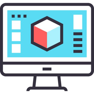 Grafik yazılımı tasarım konseptinin modern düz çizgi vektör çizim simgesi. Mobil ve web grafikleri için simge. Taslak sembol, logo yaratıcı konsept. Basit ve temiz doğrusal pictogram