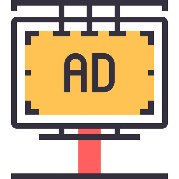 Modern flat line vector illustration icon of advertising campaign design concept. Icon for mobile and web graphics. Outline symbol, logo creative concept. Simple and clean linear pictogram