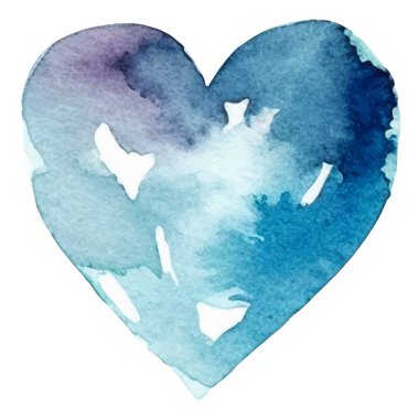 Vector suluboya kalp sembolü. El çizimi tasarım ögesi beyaz arkaplanda izole edildi.