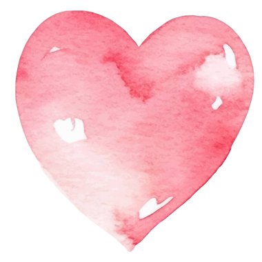 Vector suluboya kalp sembolü. El çizimi tasarım ögesi beyaz arkaplanda izole edildi.