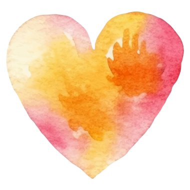 Vector suluboya kalp sembolü. El çizimi tasarım ögesi beyaz arkaplanda izole edildi.