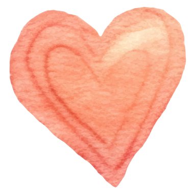 Vector suluboya kalp sembolü. El çizimi tasarım ögesi beyaz arkaplanda izole edildi.