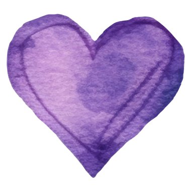 Vector suluboya kalp sembolü. El çizimi tasarım ögesi beyaz arkaplanda izole edildi.