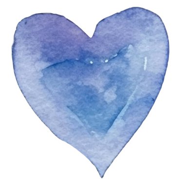 Vector suluboya kalp sembolü. El çizimi tasarım ögesi beyaz arkaplanda izole edildi.