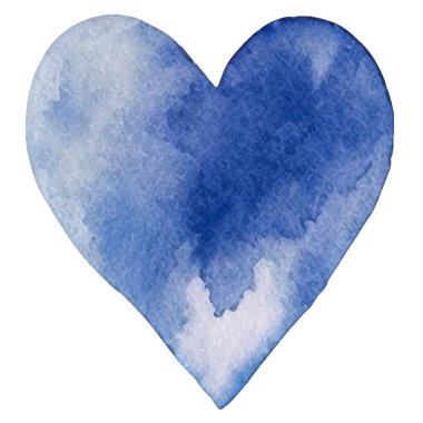 Vector suluboya kalp sembolü. El çizimi tasarım ögesi beyaz arkaplanda izole edildi.