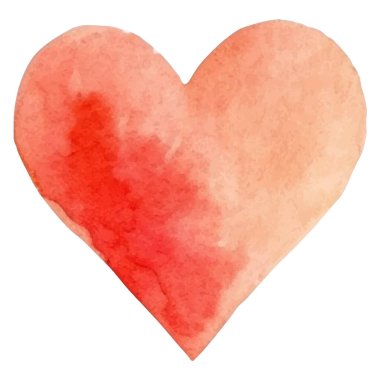 Vector suluboya kalp sembolü. El çizimi tasarım ögesi beyaz arkaplanda izole edildi.