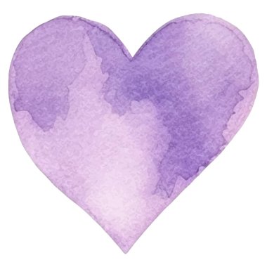 Vector suluboya kalp sembolü. El çizimi tasarım ögesi beyaz arkaplanda izole edildi.