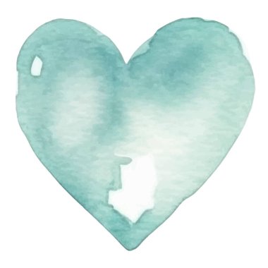 Vector suluboya kalp sembolü. El çizimi tasarım ögesi beyaz arkaplanda izole edildi.