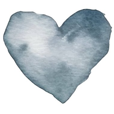 Vector suluboya kalp sembolü. El çizimi tasarım ögesi beyaz arkaplanda izole edildi.